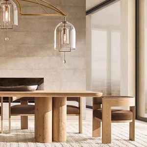 Bộ Bàn Ăn Gỗ Sồi Nguyên Khối Cho Khách Sạn Hiện Đại Bộ Bàn Ăn 8 Ghế NỘI THẤT PHÒNG Ăn Tùy Chỉnh - Product Image 3