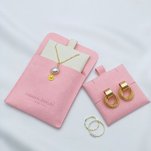 Set Personalizzato con Scatola e Pochette Portagioielli in Pelle Scamosciata Rosa, Sacchetto Portagioielli con <span class=keywords><strong>Porta</strong></span> <span class=keywords><strong>Orecchini</strong></span>, Busta Portagioielli con Bottone - Product Image 4