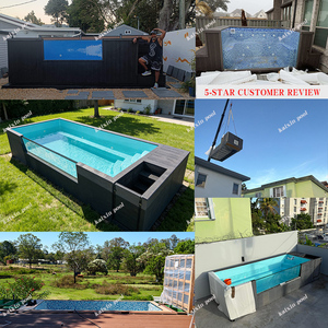 Grande piscine familiale <span class=keywords><strong>rectangulaire</strong></span> en bois bleue sur mesure de 20 pieds, piscine hors sol en fibre de verre FRP à vendre - Product Image 5