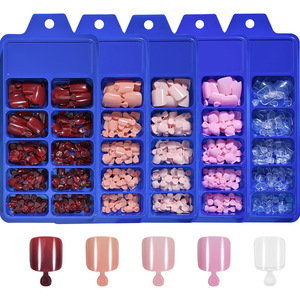 100 faux ongles carrés français à couverture complète en acrylique, motifs pour la décoration des ongles des pieds, usage professionnel en salon - Product Image 3