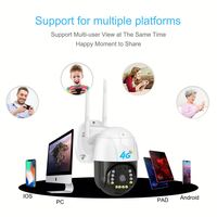 Kamera Keamanan Luar Ruangan Ikevision V380pro Seluler 4G LTE 2MP 2.8 inci PTZ Pelacakan Otomatis Alarm Gerak Kartu SIM Penglihatan Malam IP65
