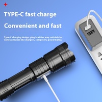Lampe torche LED multifonctionnelle puissante avec affichage numérique, zoom, ABS, IP44, portable, longue portée, charge Type-C pour le camping