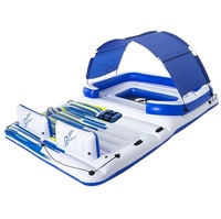Île flottante gonflable de 389*274 cm pour 6 à 8 personnes, avec auvent, pour lac, piscine, rivière