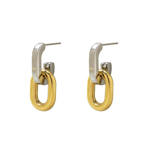 Stainless Steel Geometric Stud Earrings 18K Gold Plated For Women Fashion Jewelry - Product Image 5