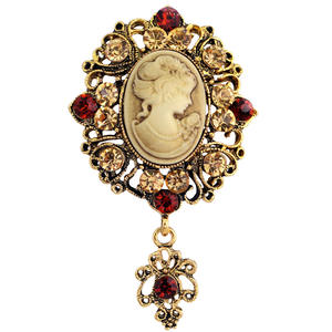 Broche pendentif pour femme, style <span class=keywords><strong>victorien</strong></span>, en cristal, pour mariage et fête, broche vintage, beauté de la tête - Product Image 2