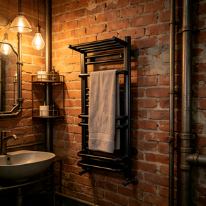 Sèche-serviettes avec thermostat, porte-serviettes <span class=keywords><strong>chauffant</strong></span> en acier inoxydable noir, séchoir à serviettes de salle de bain à chauffage rapide - Product Image 4