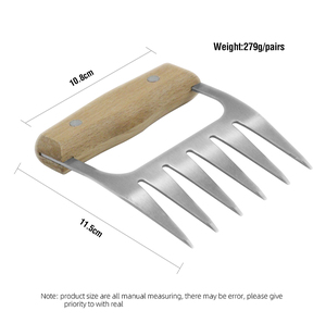 Thép Không Gỉ Kéo Thịt Lợn Máy Hủy BBQ Thịt Móng Vuốt Nướng Đồ Dùng Với Hàn Gỗ Xử Lý Cho Gấu Thịt - Product Image 4