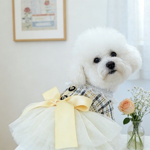 Charming Princess Tulle Dress For Dogs <b>Cats</b> Checkered Polyester Four Seasons Pet <b>Clothes</b> - Product Image 3