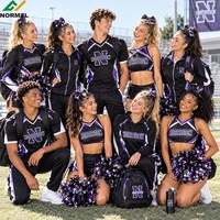 Ensemble d'échauffement pour club de cheerleading universitaire, vêtements d'entraînement pour pom-pom girls, veste, justaucorps, pompons, nœuds, sac de cheerleading, uniforme de compétition de cheerleading