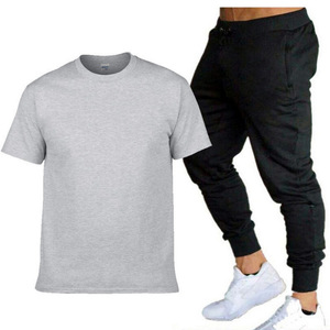 Người Đàn Ông Của Mùa Hè Thể Thao Giản Dị Phù Hợp Với Hai-Mảnh Thiết Lập Cross-Biên Giới Cổ Ngắn Tay Áo T-Shirt Dài Quần Màu Rắn Tùy Chỉnh Logo - Product Image 5