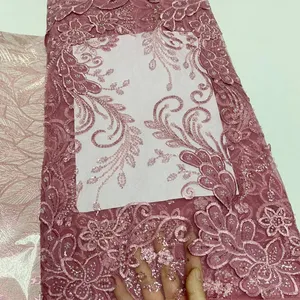 KJL200蕾丝高品质面料刺绣时尚亮片串珠蕾丝婚纱礼服