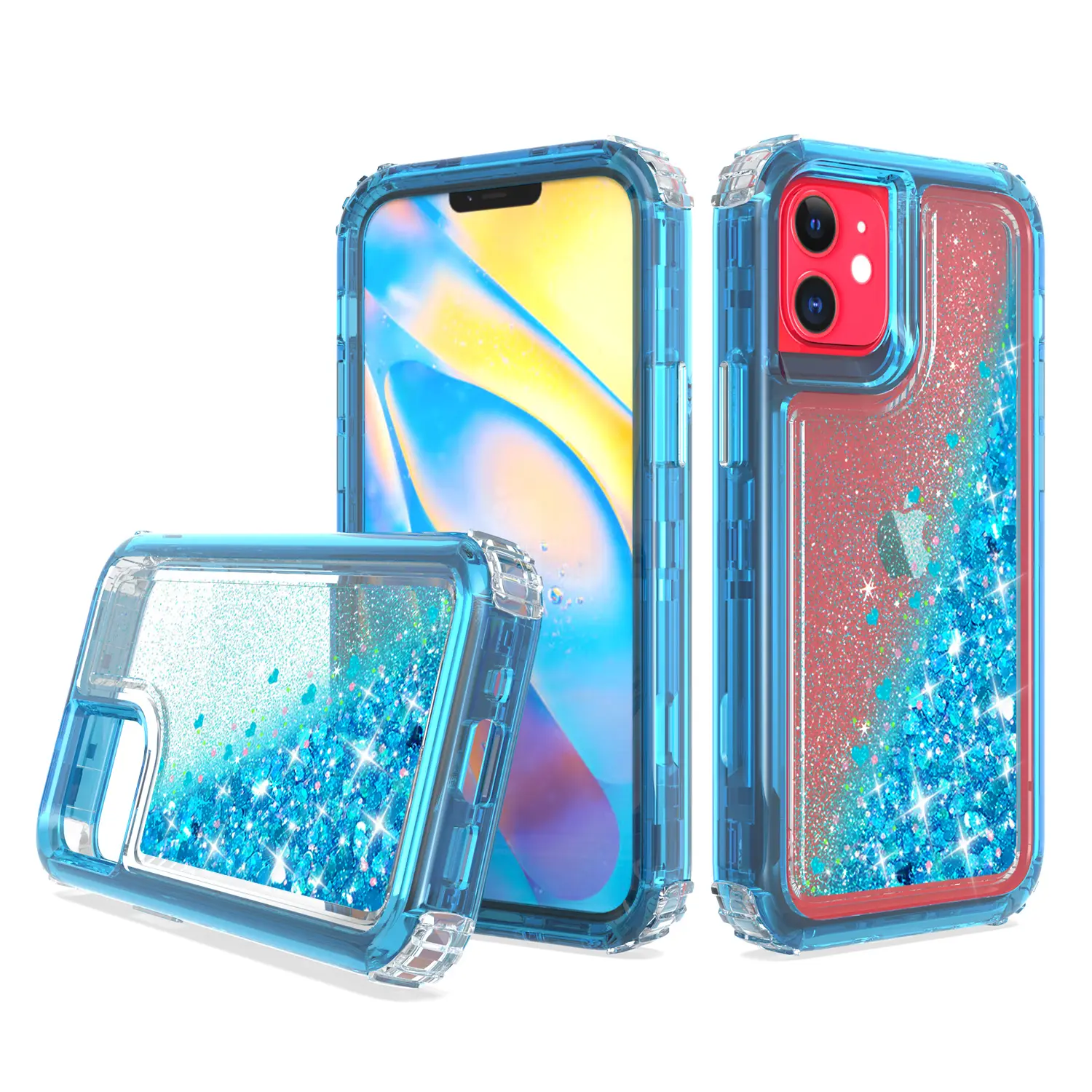Tpu Pc Hybrid Air Cushion Protective Shockproof Bling Bumper Quicksand Glitter Phone Case For Iphone 11pro Max 6 7 8