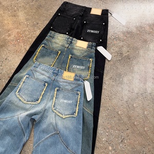Wholesale Custom Distressed Jeans Streetwear Loose Fit Oversized Heavyweights <b>Denim</b> Pants Sun Faded Design Jeans Men - Product Image 2