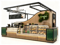 Kiosque à café moderne personnalisé pour centre commercial, comptoir de présentation de boulangerie, stand de café en bois, kiosque de café