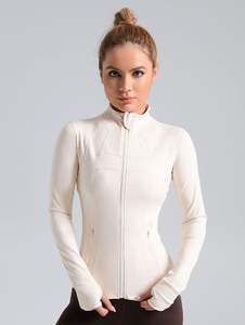 2025 nuevas mujeres Yoga deportes abrigo de manga corta talla grande pulgar agujero cremallera apretado ligero transpirable correr ropa deportiva chaqueta - Product Image 6
