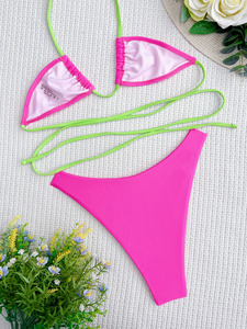 Ensemble deux pièces pour femme, haut court à enrouler sur le buste, dos nu, séchage rapide, maillot de bain - Product Image 5
