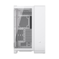 Boîtier en acier Mid-Tower blanc RGB 6500x avec refroidissement liquide 360, structure à double compartiment, panneau en verre panoramique sans pilier, prend en charge le Type-C