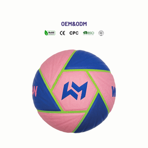 Pallone da <span class=keywords><strong>Basket</strong></span> WELLMAN di Livello Professionale in Pelle PU Resistente, Personalizzabile, Rosa e Blu con Patch Irregolari - Product Image 2