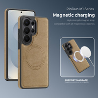 Étui magnétique en cuir OEM personnalisé S24 S25 S26 Ultra avec protection d'objectif surélevée de 2,5 mm, protection anti-chute de qualité militaire, fournisseur B2B