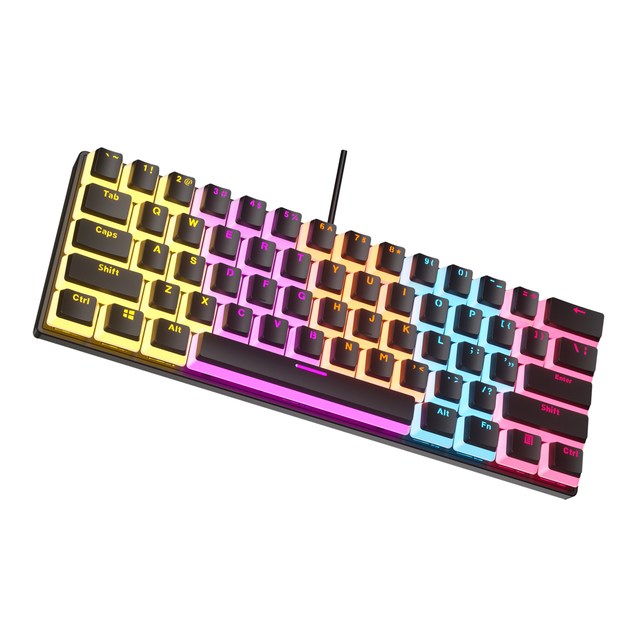 New Custom 60% LED Mechanical Gaming Keyboard 61 Keys Pudding Keycaps USB Type-C 2.4Ghz Wireless