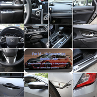 Kits d'autocollants décoratifs pour console centrale de voiture en fibre de carbone souple, accessoires intérieurs pour Honda Civic 2016 - 2019