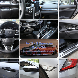 Accessori <span class=keywords><strong>interni</strong></span> per auto in fibra di carbonio morbido kit adesivi decorativi per 2016 - 2019 <span class=keywords><strong>Honda</strong></span> Civic - Product Image 3