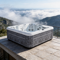 Bain à remous portable pour 6 personnes, spa extérieur en acrylique avec éclairage LED et système de massage par air