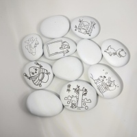 Pierres de rivière en pierre naturelle blanchie pour la peinture, 3-5 cm, galets vierges écologiques, contournés au laser, pour l'art et l'artisanat DIY Mandala