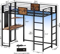 Lit superposé en métal double avec bureau et étagère, 2 échelles intégrées, prises de courant et éclairage LED pour usage hôtelier - Vente en gros usine