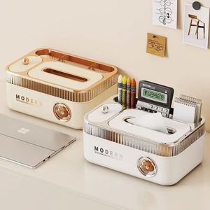 Modern Desktop Tissue Box With Organizer Storage For Home Office Use - Product Image 1