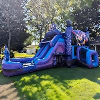 Château gonflable commercial en PVC avec toboggan et piscine intégrée, léger et idéal pour l'extérieur