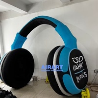 Arche gonflable géante personnalisée avec logo, modèle de casque bleu, décoration de scène pour festival de musique et DJ