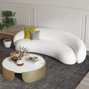 Divano componibile in stile scandinavo a tre posti con divano componibile in Cashmere tessuto crema spugna quadrata divano da salotto curvo senza barriere - Product Image 2