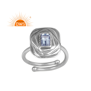 Glorious Blue Topaz Gemstone Ring Newly Designed Oxidized 925 Sterling Silver Adjustable Band Ring Jewelry Wholesale - Product Image 1