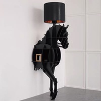 Table console d'entrée avec sculpture de cheval et lampadaire intégré, table d'appoint de rangement de style moderne en forme d'animal pour hall