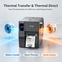 Printer Label Barcode Thermal 4 inci, Printer Ribbon Transfer Thermal, Printer Label Kecil untuk Keamanan & Kecerdasan