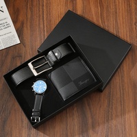 Coffret Cadeau d'Affaires en Cuir Transfrontalier Personnalisable Montre Portefeuille Ceinture pour Petit Ami Saint-Valentin Fête des Pères Chine