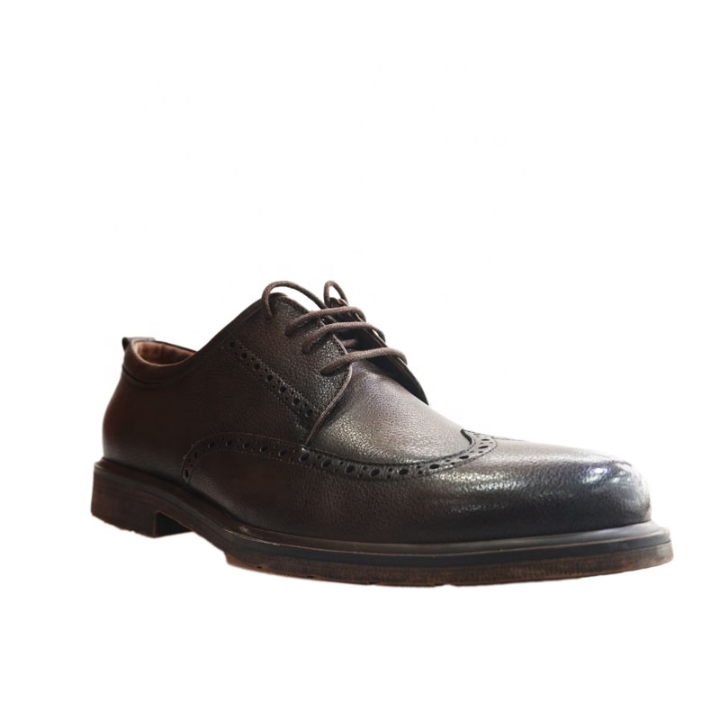 Derby Shoe British Style Brown Derby Brogue Business Formal Office Dress Men Genuine Leather Shoes