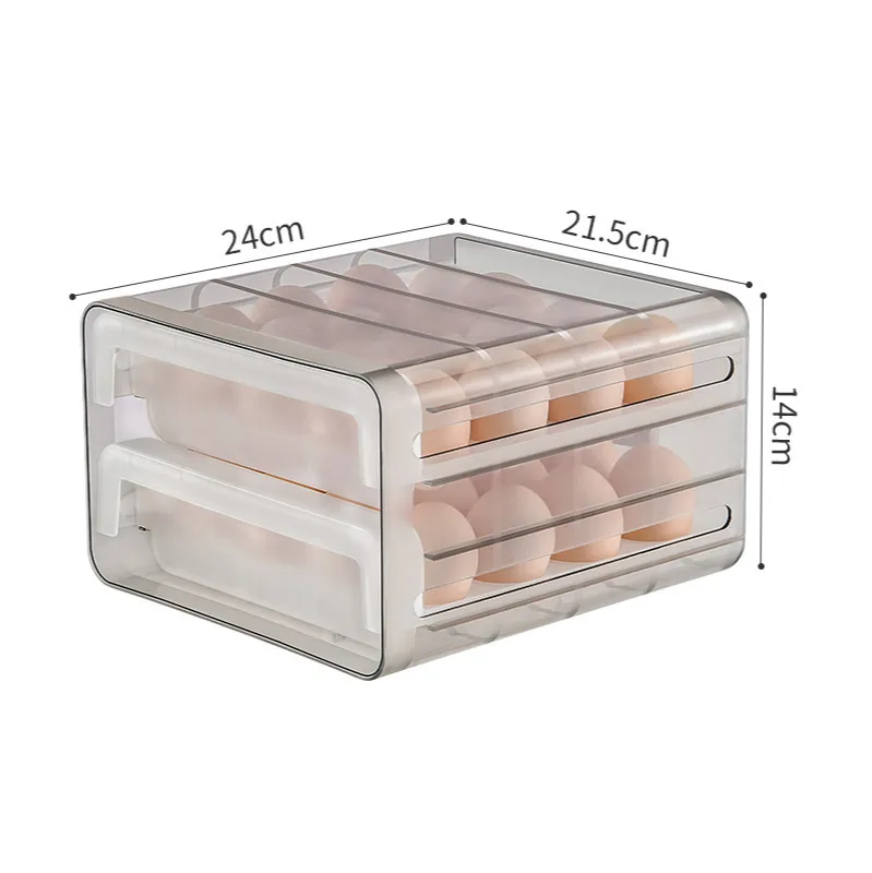 Xingyou space saving 32 grids clear drawer egg holder box plastic egg storage container for refrigerator