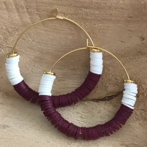 2022 burgundy circle hoop earrings Bohemian style earrings woman beaded fashion hook earring
