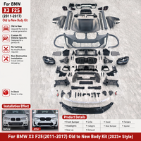 Kit carrosserie pour BMW X3 F25 2011-2017 : Pare-chocs avant et arrière style X3M G01 2023+ avec phares et feux arrière