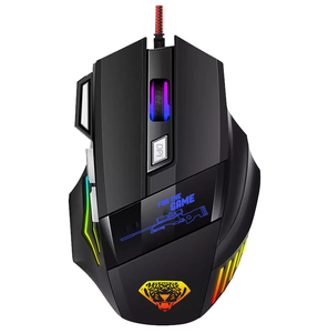 Souris de jeu professionnelle à <span class=keywords><strong>connecteur</strong></span> gratuit à <span class=keywords><strong>double</strong></span> clic <span class=keywords><strong>USB</strong></span> filaire souris de jeu à lumière respiratoire à 7 touches personnalisation en gros - Product Image 1