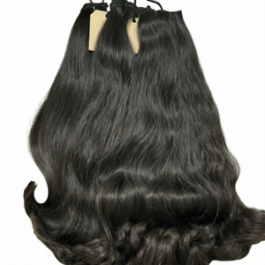 Extensiones de Cabello Humano Liso Natural Negro con Doble Trama a Máquina - Product Image 4