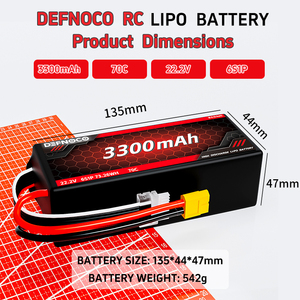 DEFNOCO FPV Batería 22,2 V 6S 3300mAh 100C XT60 XT90 5200mAh 6000mAh Lipo Batería para FPV <span class=keywords><strong>RC</strong></span> <span class=keywords><strong>Heli</strong></span> de ala fija - Product Image 3