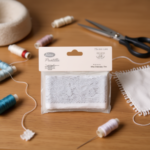 Dentelle Ilan Puntilla 75x150mm, Bordure Brodée Blanche pour Couture et Artisanat - Product Image 3