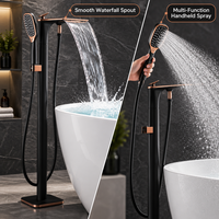 Robinet de baignoire sur pied en laiton, mitigeur eau chaude et froide, ensemble douche-baignoire autoportant chromé poli pour salle de bain d'hôtel