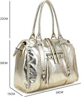 Sac fourre-tout en similicuir brillant irisé pour femme Double Tree - Taille A4, détails argentés et dorés, tendance pour les cours, le bowling et le travail