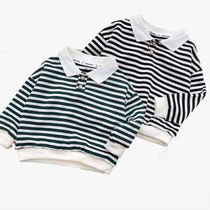 Sudadera Polo para Niños, Primavera-Otoño, Nuevo Estilo, Manga Larga, Cuello Solapa, Rayas, Sudadera para Bebé, Personalizable, Venta al Por Mayor - Product Image 6