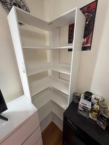 Étagère à livres en bois autoportante à 6 niveaux, blanche personnalisée, en forme <span class=keywords><strong>de</strong></span> L, avec <span class=keywords><strong>garde</strong></span>-corps pour la maison - Product Image 4