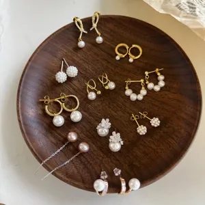 joyería de perlas de plata de ley Suppliers-Pendientes de gota de Plata de Ley 925 con perlas, joyería con estilo geométrico Vintage para mujer, aretes de aro con perlas de agua dulce